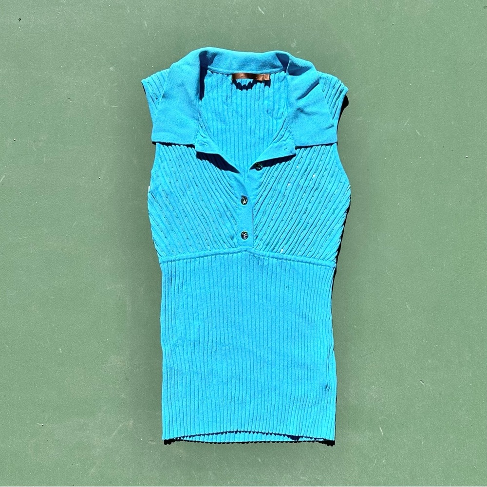 vtg belledini blue collared tank top